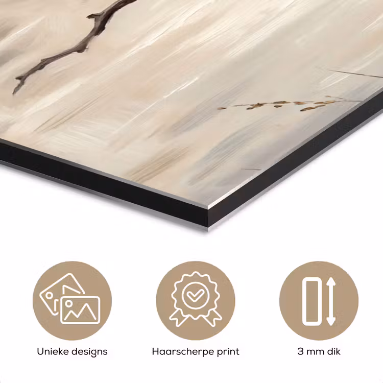 Aluminium schilderij - Winterkoninkje - Tak - Rivier - Natuur - Sfeervol — 7