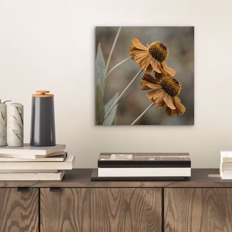 Aluminium schilderij - Zonnehoed - Droogbloemen - Geel - Warm — 2