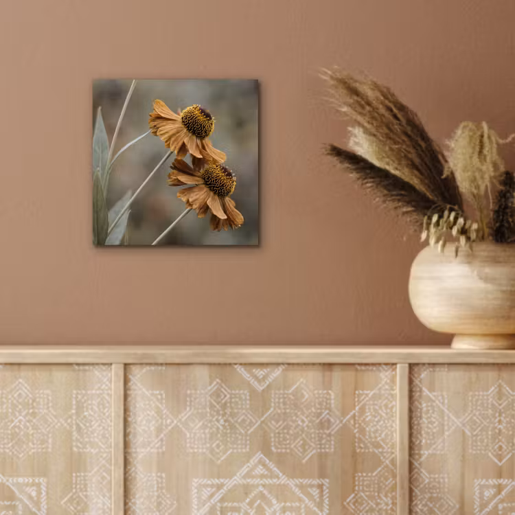 Aluminium schilderij - Zonnehoed - Droogbloemen - Geel - Warm — 5