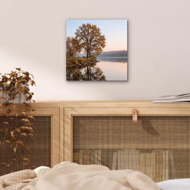 Aluminium schilderij - Bomen - Reflectie - Water - Zonsopgang - Serene — 4