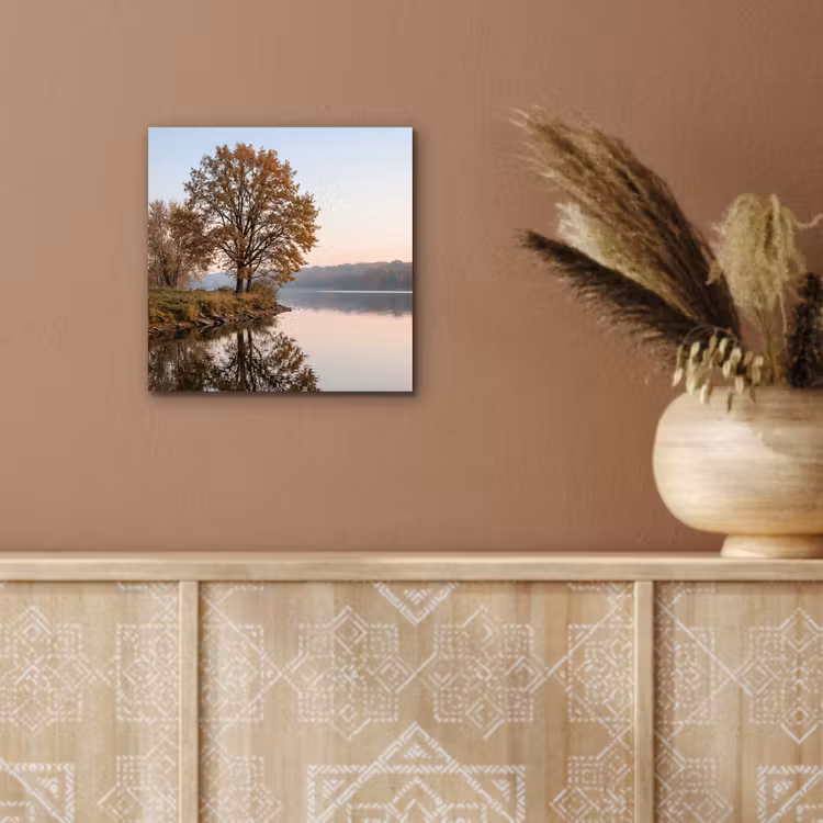 Aluminium schilderij - Bomen - Reflectie - Water - Zonsopgang - Serene — 5