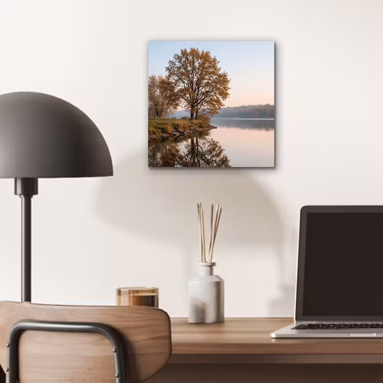 Aluminium schilderij - Bomen - Reflectie - Water - Zonsopgang - Serene — 6