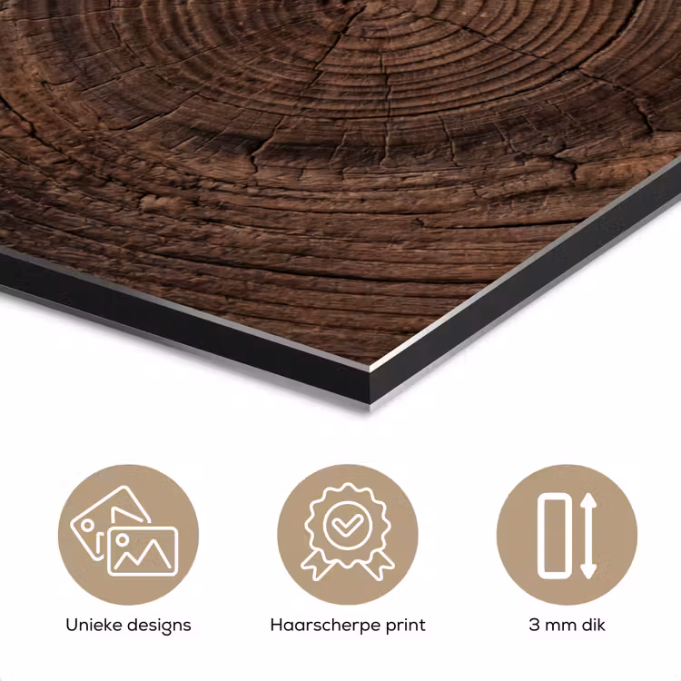 Aluminium schilderij - Houtnerf - Textuur - Patroon - Bruin - Rustiek — 7