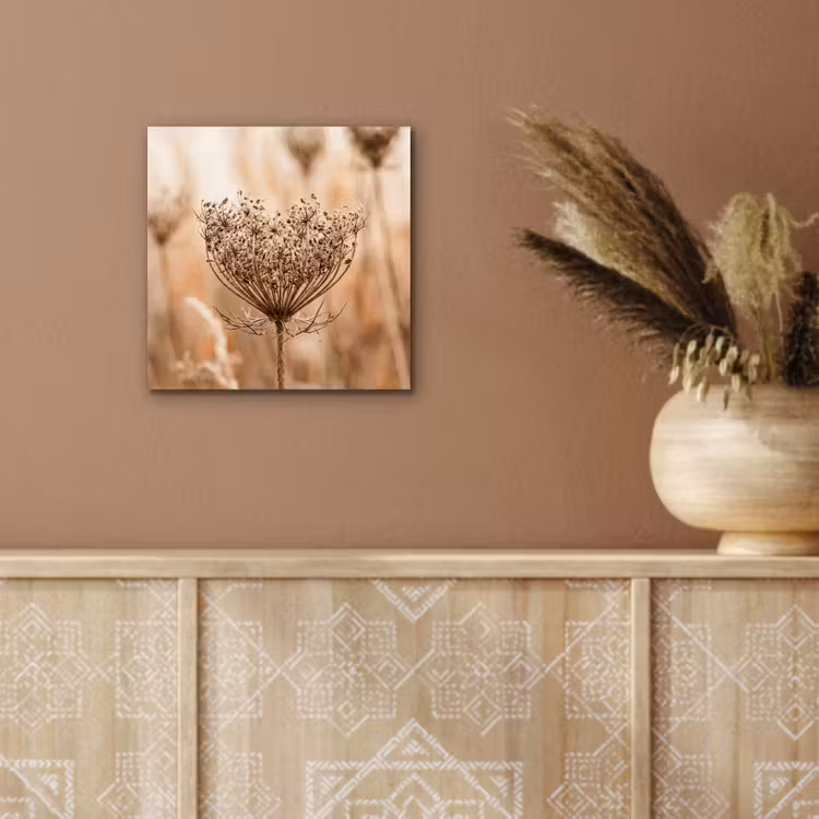 Aluminium schilderij - Schermbloem - Droogbloem - Winter - Beige - Minimalistisch — 5