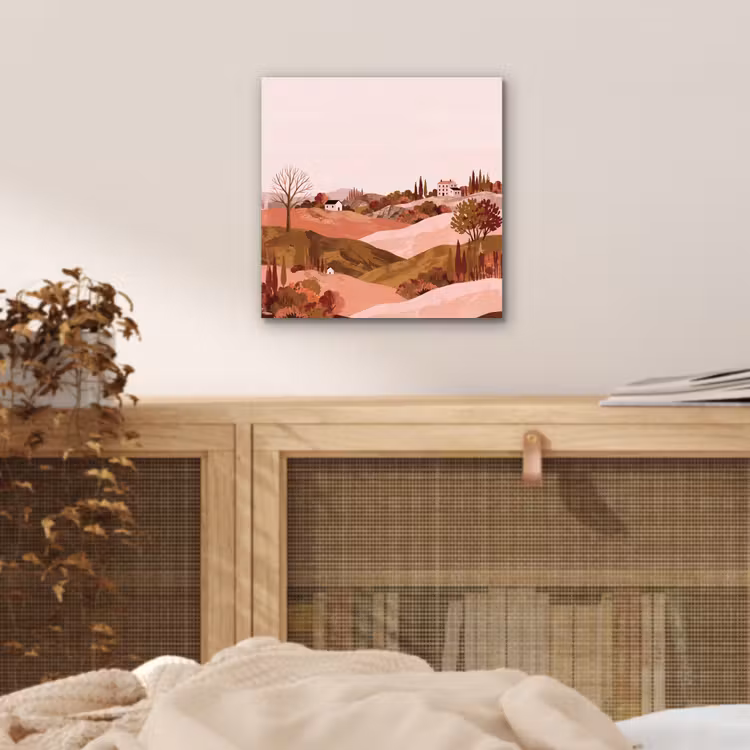 Aluminium schilderij - Heuvellandschap - Grafisch - Terracotta — 4