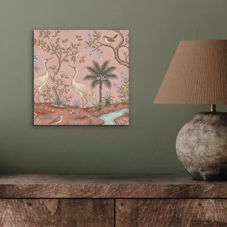 Aluminium schilderij - Nostalgisch - Reigers - Roze — 3