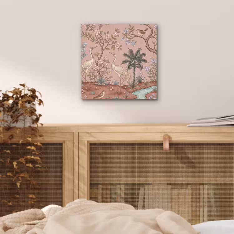 Aluminium schilderij - Nostalgisch - Reigers - Roze — 4