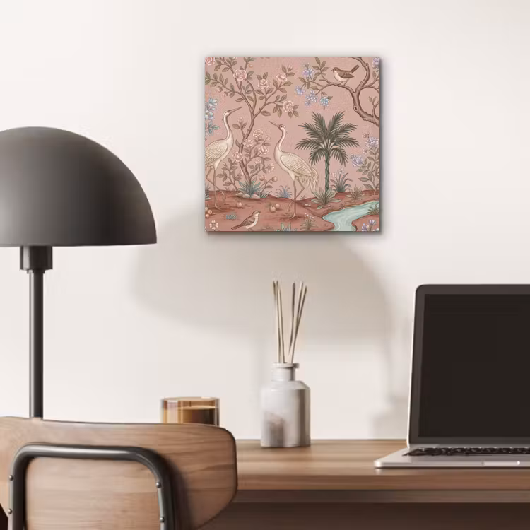 Aluminium schilderij - Nostalgisch - Reigers - Roze — 6