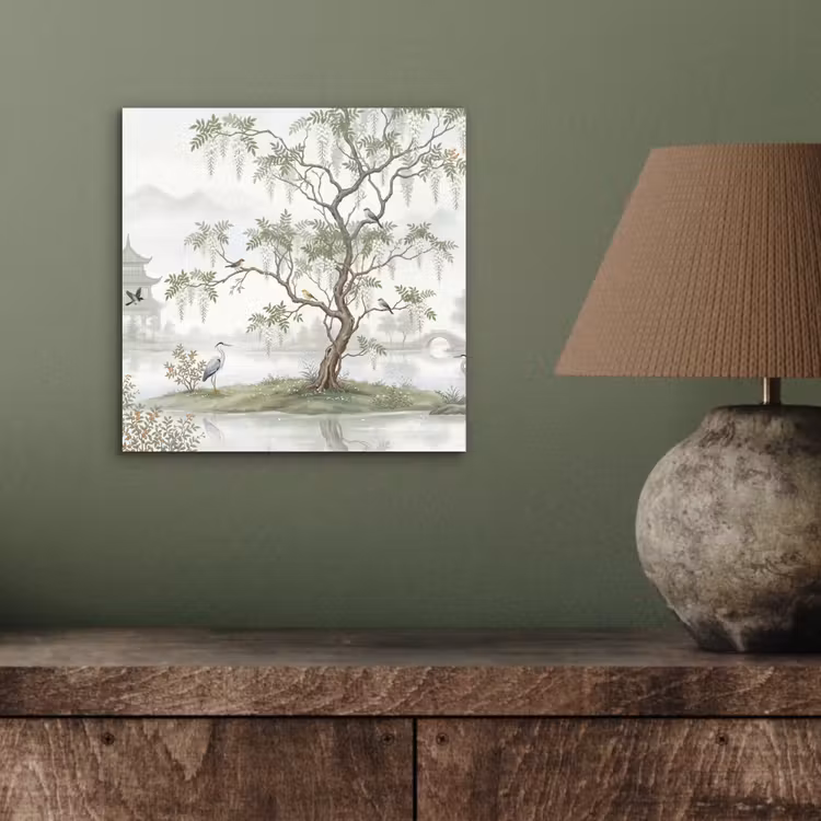 Aluminium schilderij - Reiger - Landschap - Groen — 3