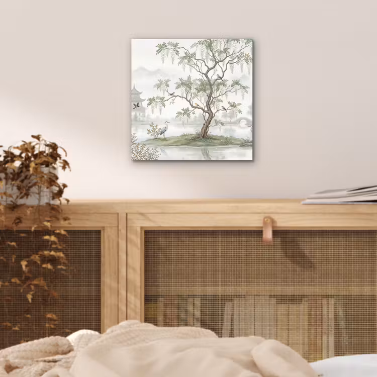 Aluminium schilderij - Reiger - Landschap - Groen — 4
