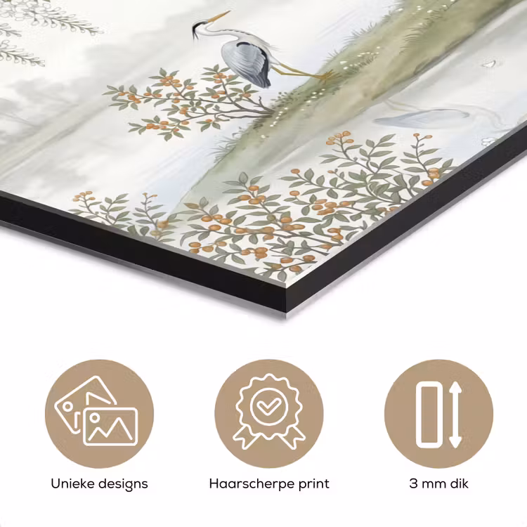 Aluminium schilderij - Reiger - Landschap - Groen — 7
