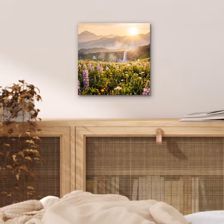 Aluminium schilderij - Vlinders - Waterval - Bloemenveld — 4