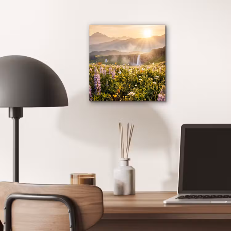 Aluminium schilderij - Vlinders - Waterval - Bloemenveld — 6