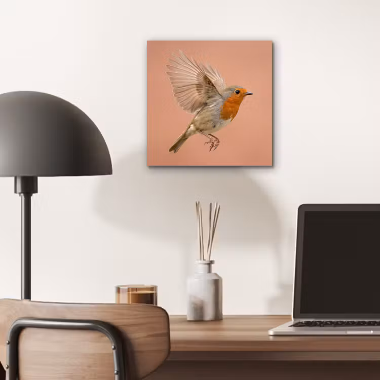 Aluminium schilderij - Roodborst - Natuur - Roze — 6