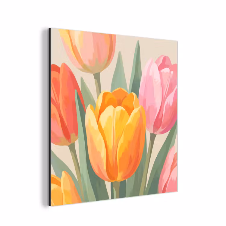 Aluminium schilderij - Tulpen - Abstract - Kleurrijk — 1