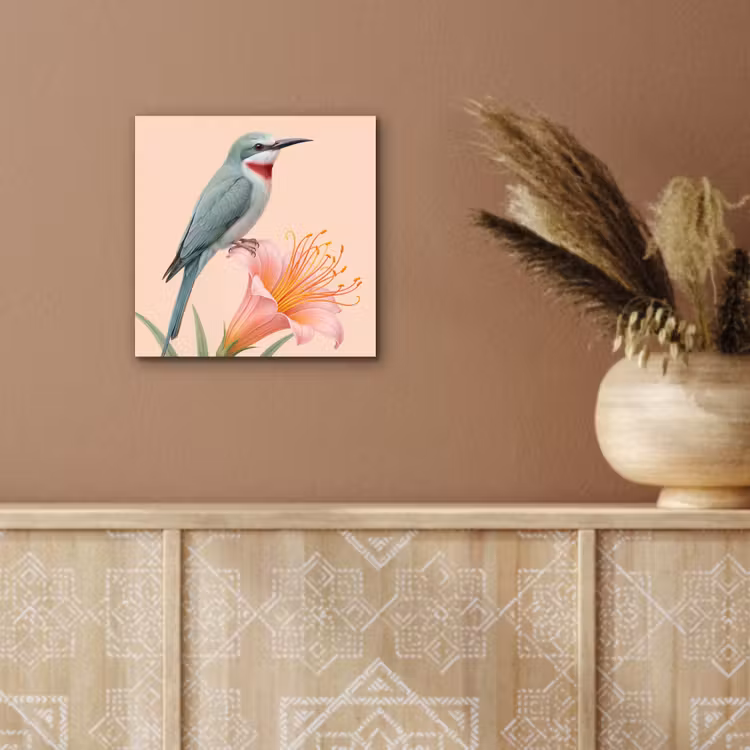 Aluminium schilderij - Vogel - Bloem - Natuur - Roze — 5