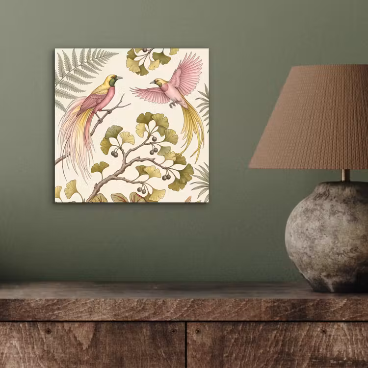 Aluminium schilderij - Vogels - Tropisch - Botanisch - Roze — 3