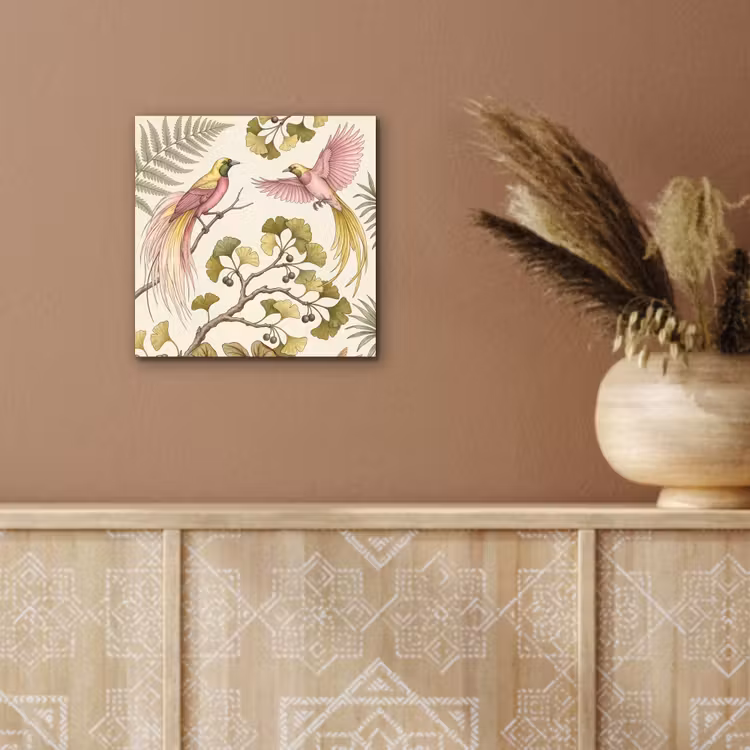 Aluminium schilderij - Vogels - Tropisch - Botanisch - Roze — 5
