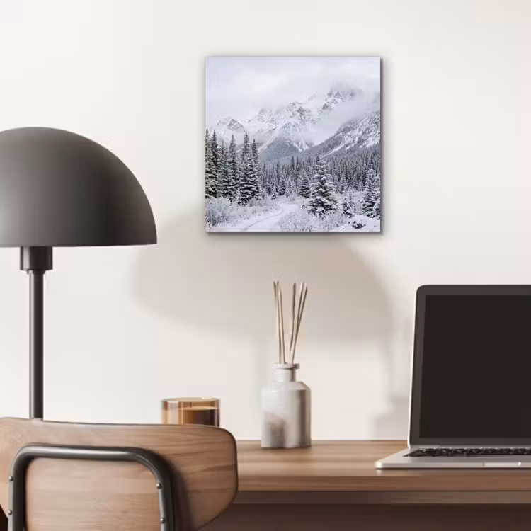 Aluminium schilderij - Weg - Bergen - Sneeuw - Naaldbos - Avontuurlijk — 6