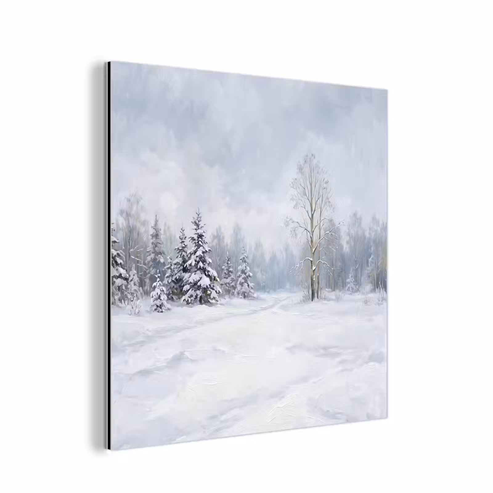 Aluminium schilderij - Bospad - Dennen - Sneeuw - Winter - Rustgevend — 1