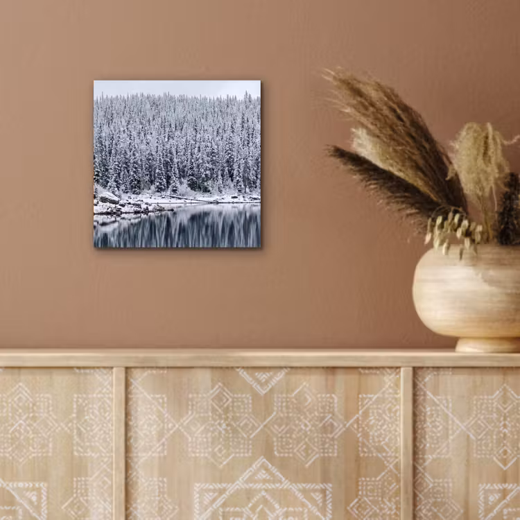 Aluminium schilderij - Bos - Reflectie - Meer - Winter - Serene — 5