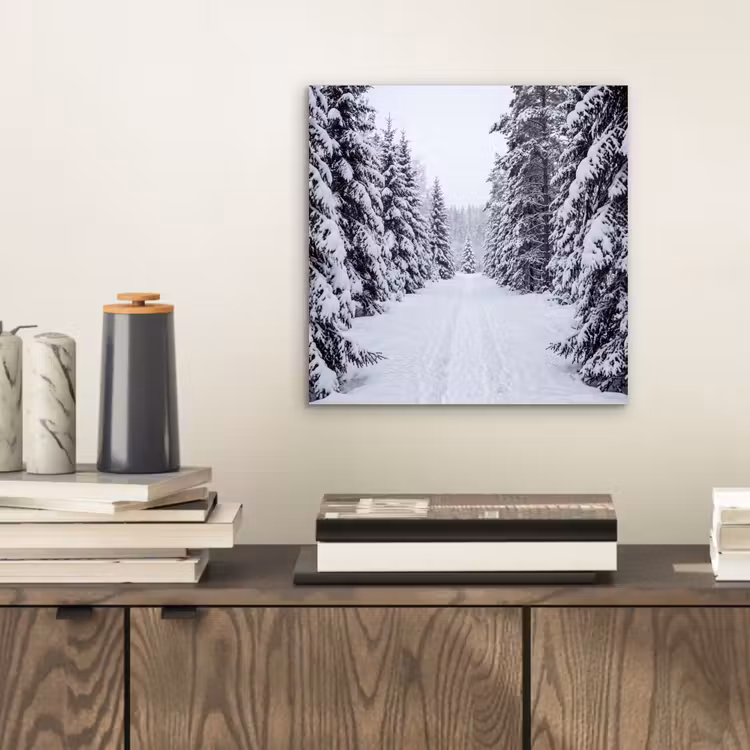 Aluminium schilderij - Bos - Winter - Sneeuw - Pad - Natuur — 2