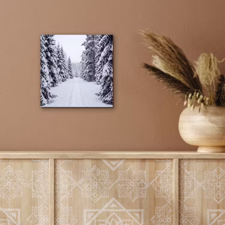 Aluminium schilderij - Bos - Winter - Sneeuw - Pad - Natuur — 5