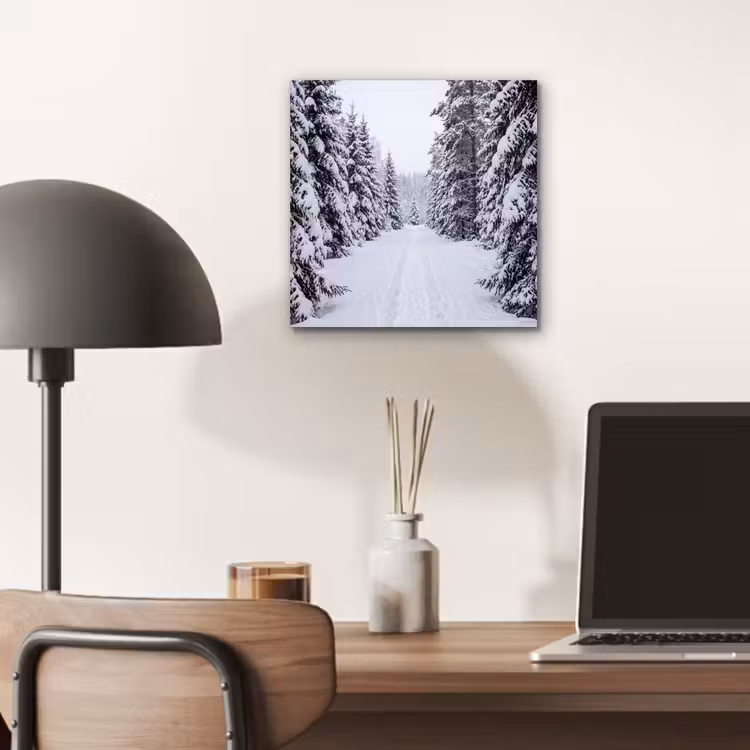 Aluminium schilderij - Bos - Winter - Sneeuw - Pad - Natuur — 6