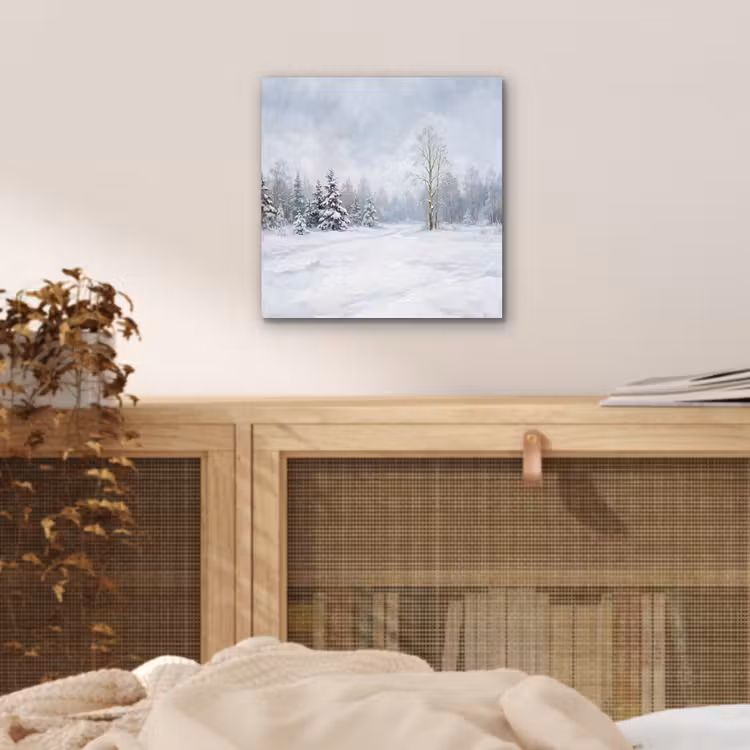 Aluminium schilderij - Bospad - Dennen - Sneeuw - Winter - Rustgevend — 4