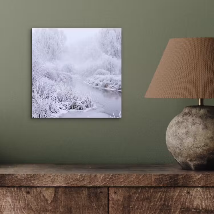 Aluminium schilderij - Rivier - Sneeuw - Bos - Winter - Schilderachtig — 3