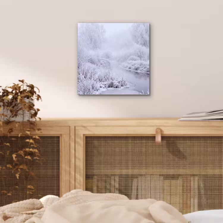 Aluminium schilderij - Rivier - Sneeuw - Bos - Winter - Schilderachtig — 4
