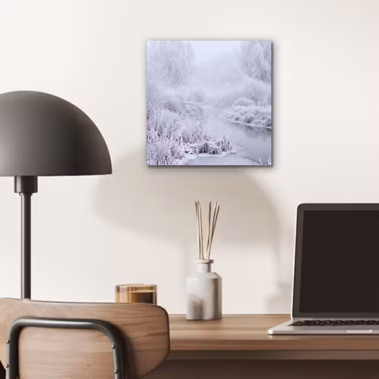 Aluminium schilderij - Rivier - Sneeuw - Bos - Winter - Schilderachtig — 6