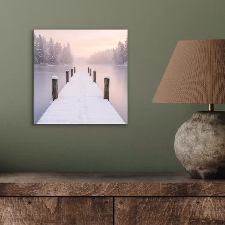Aluminium schilderij - Steiger - Meer - Mist - Winter - Serene — 3