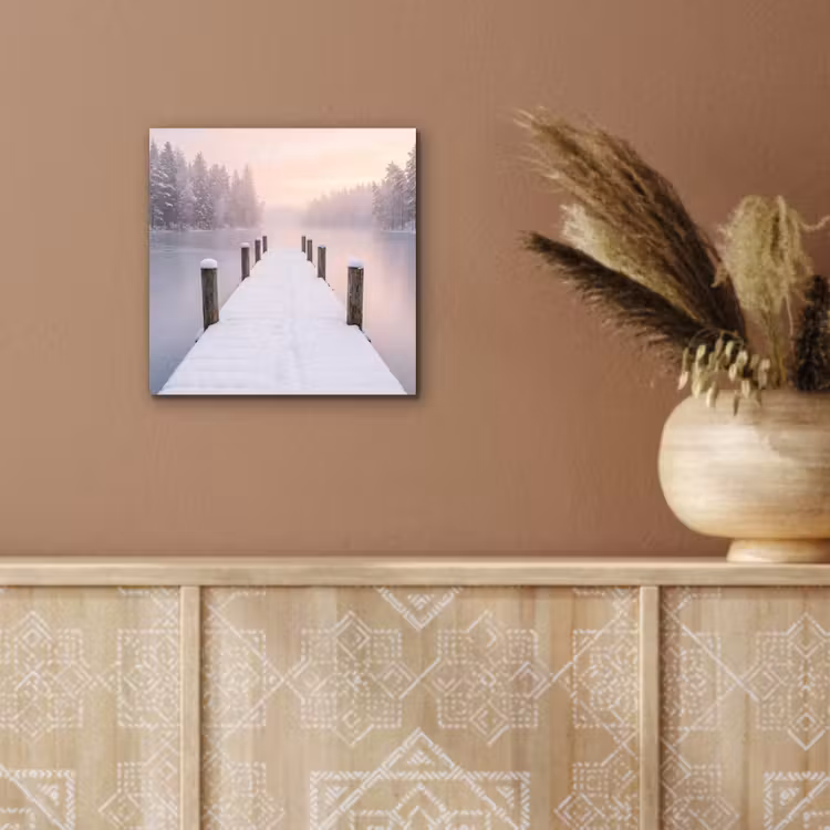 Aluminium schilderij - Steiger - Meer - Mist - Winter - Serene — 5
