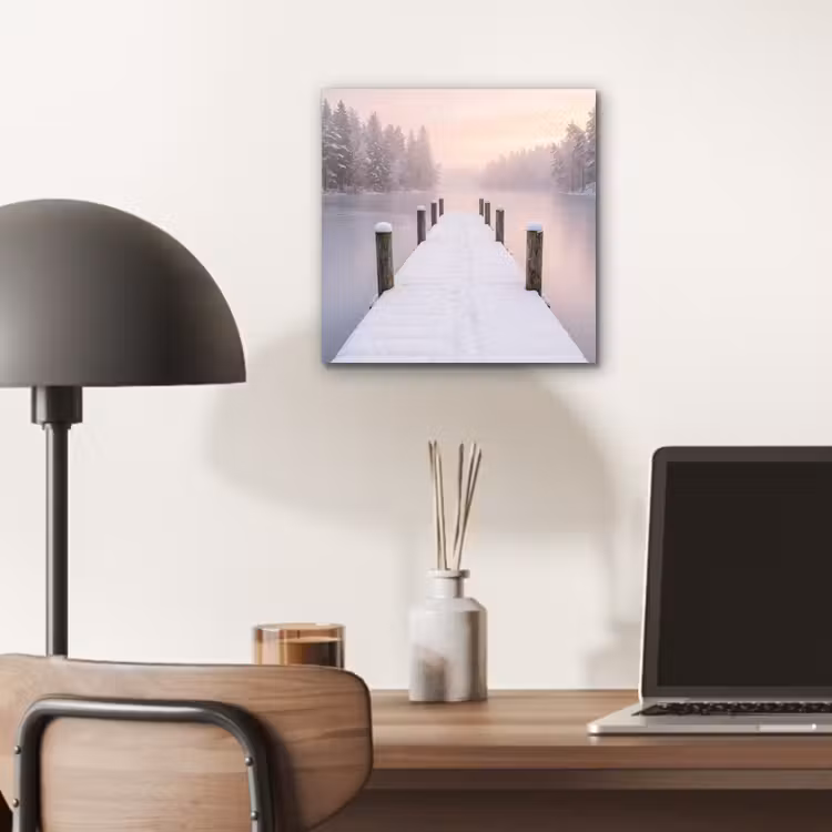 Aluminium schilderij - Steiger - Meer - Mist - Winter - Serene — 6