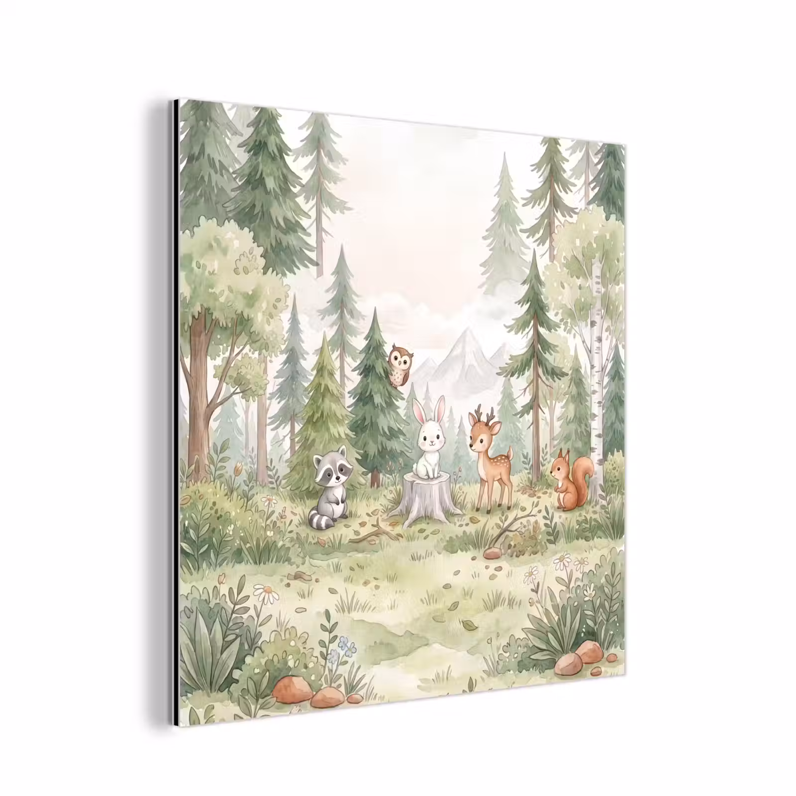 Aluminium schilderij - Bos - Dieren - Groen — 1