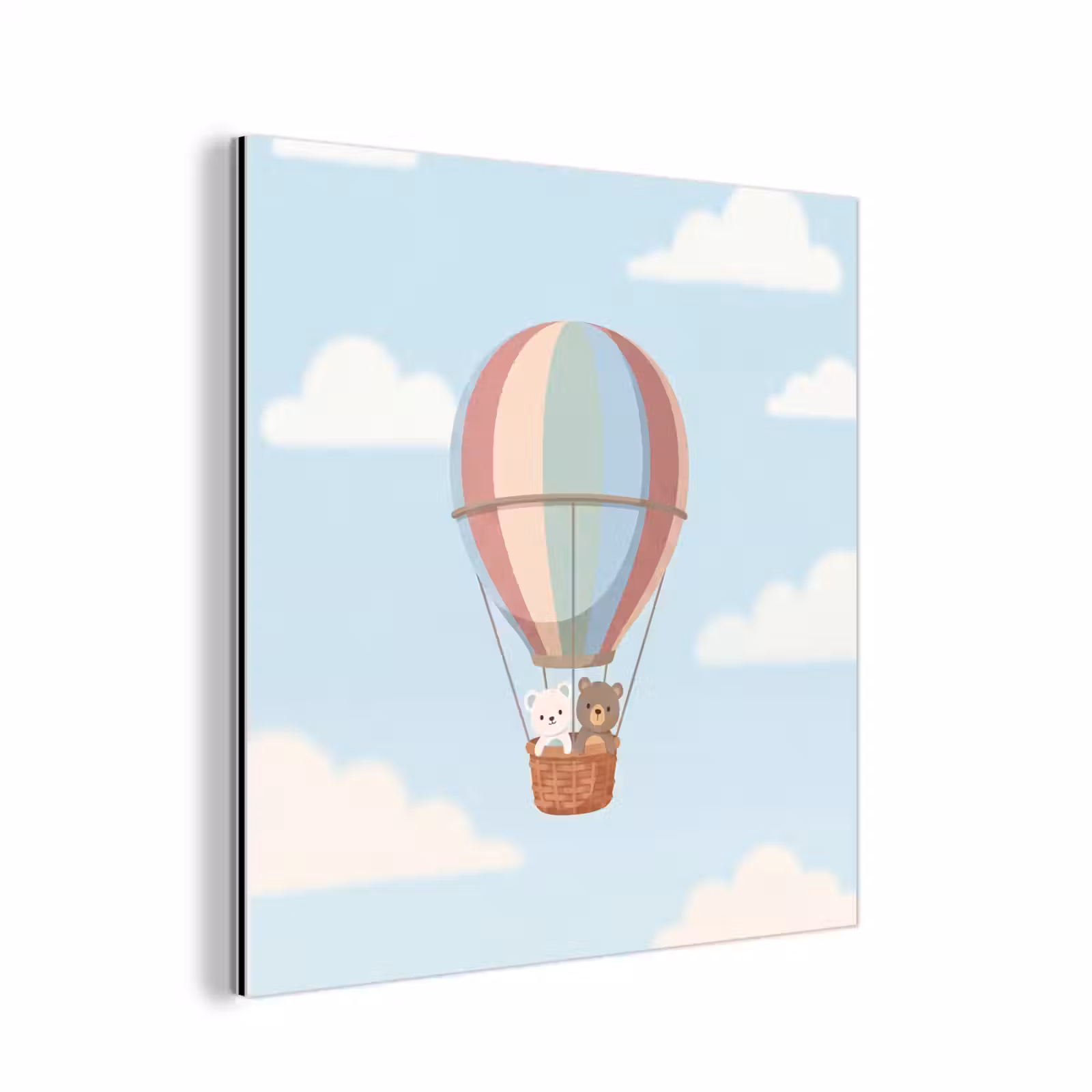 Aluminium schilderij - Luchtballon - Beren - Pastel — 1
