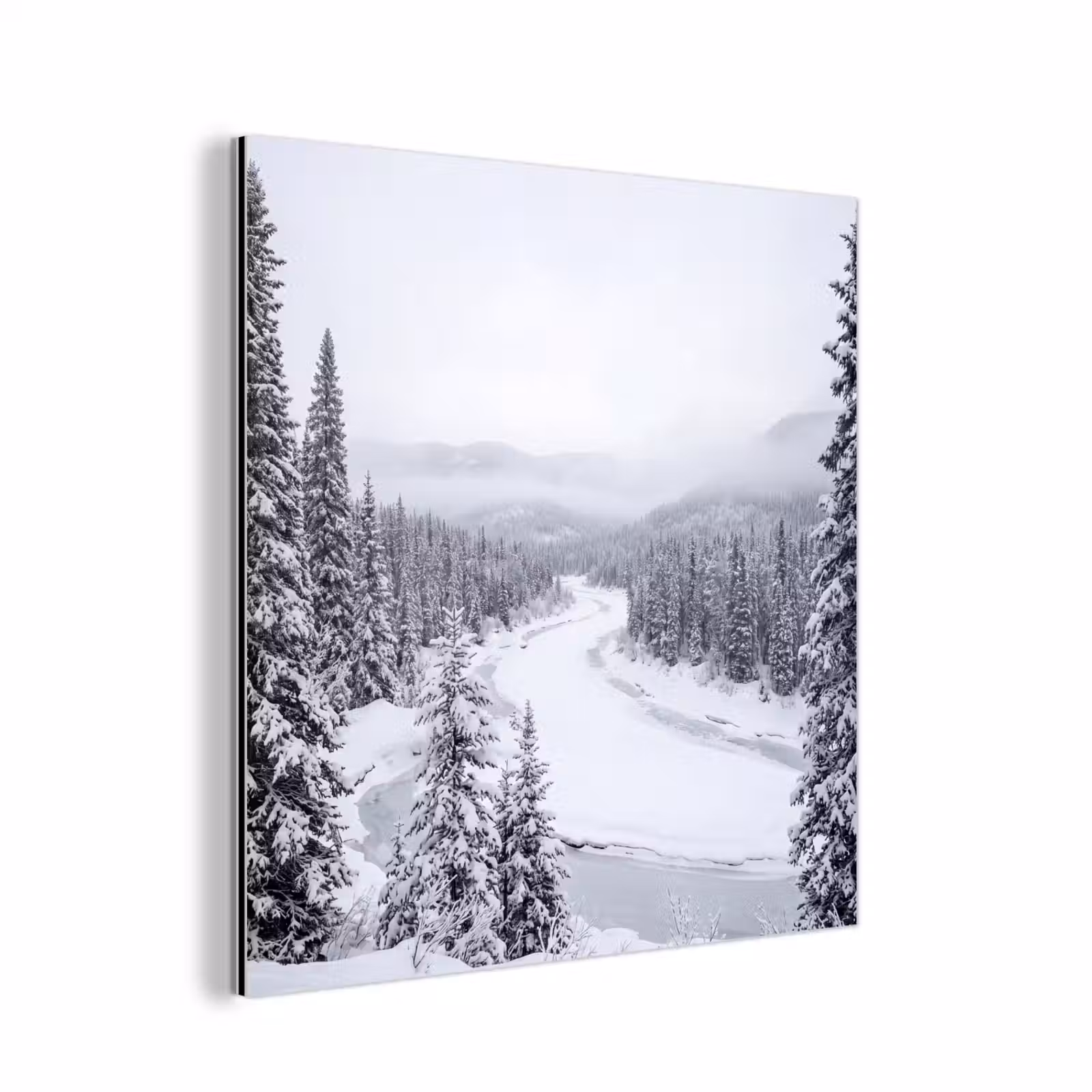 Aluminium schilderij - Rivier - Bevroren - Landschap - Winter — 1