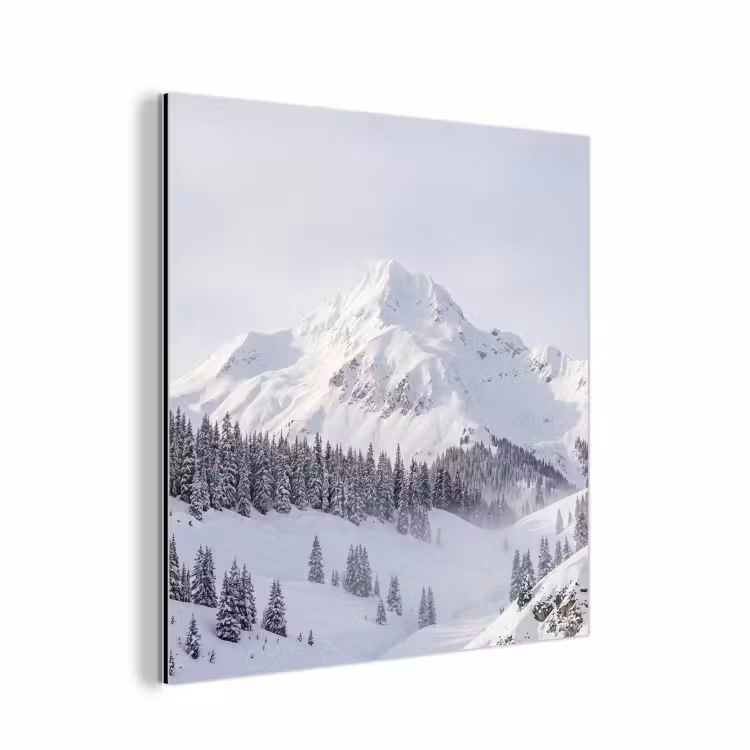 Aluminium schilderij - Berg - Sneeuw - Winter - Natuur - Wit — 1