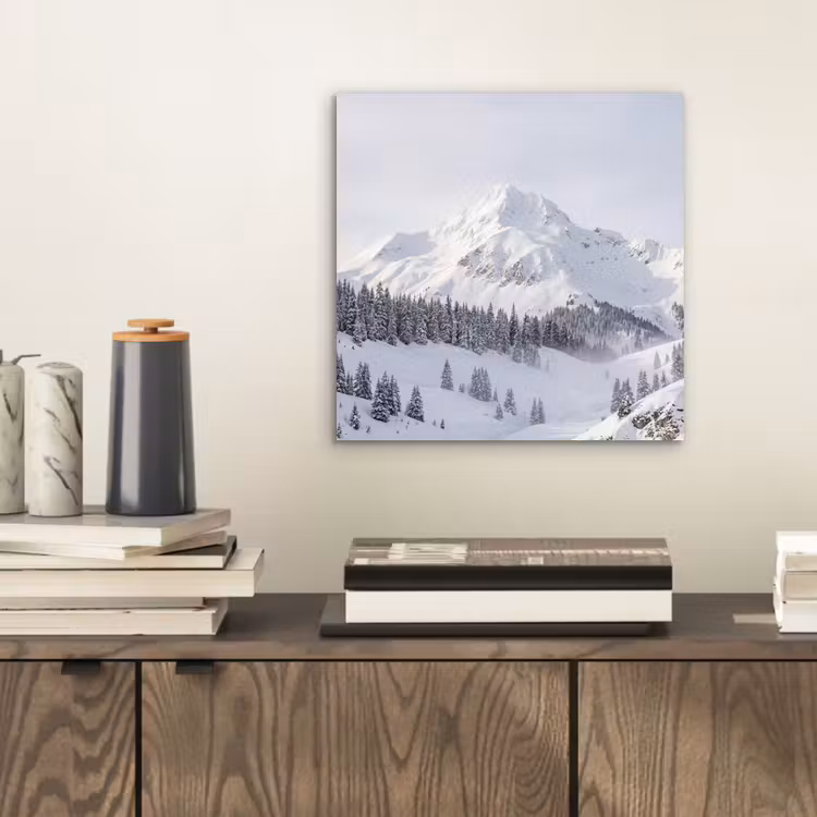 Aluminium schilderij - Berg - Sneeuw - Winter - Natuur - Wit — 2