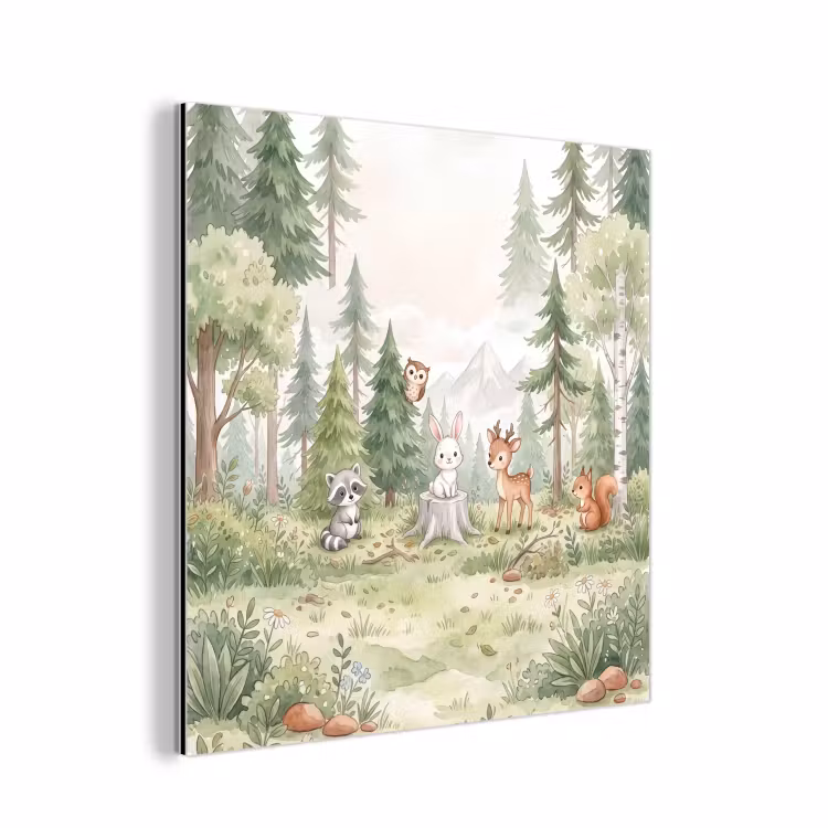 Aluminium schilderij - Bos - Dieren - Groen — 1