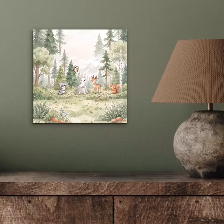 Aluminium schilderij - Bos - Dieren - Groen — 3