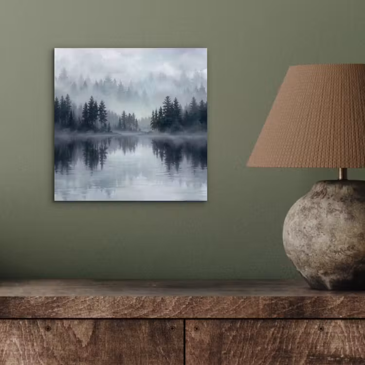 Aluminium schilderij - Bos - Meer - Mist - Natuur - Grijs — 3