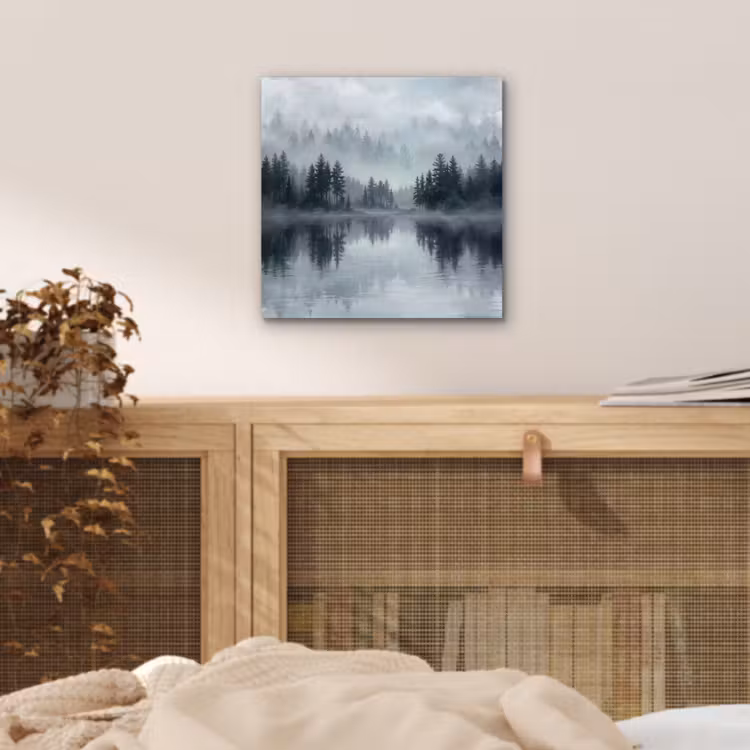 Aluminium schilderij - Bos - Meer - Mist - Natuur - Grijs — 4