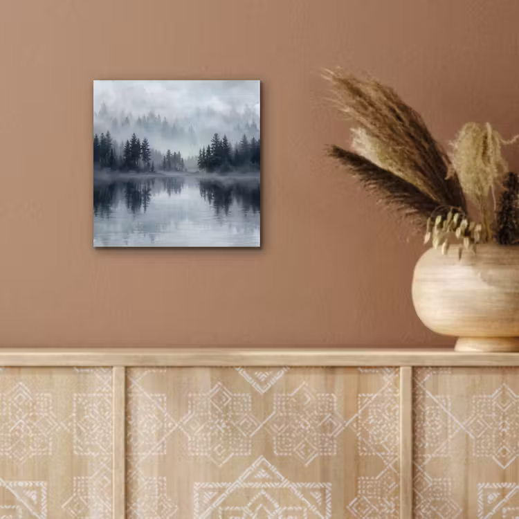 Aluminium schilderij - Bos - Meer - Mist - Natuur - Grijs — 5