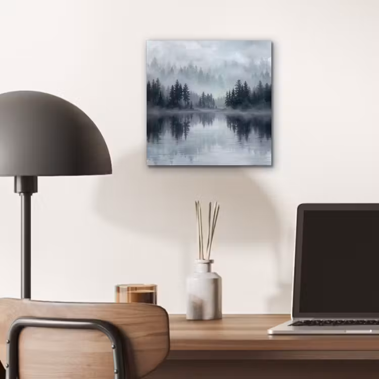 Aluminium schilderij - Bos - Meer - Mist - Natuur - Grijs — 6