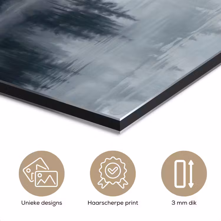 Aluminium schilderij - Bos - Meer - Mist - Natuur - Grijs — 7