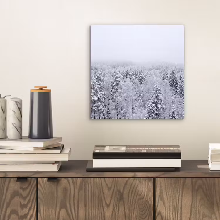 Aluminium schilderij - Bos - Sneeuw - Winter - Natuur - Wit — 2