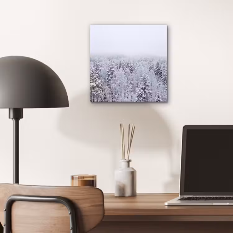 Aluminium schilderij - Bos - Sneeuw - Winter - Natuur - Wit — 6
