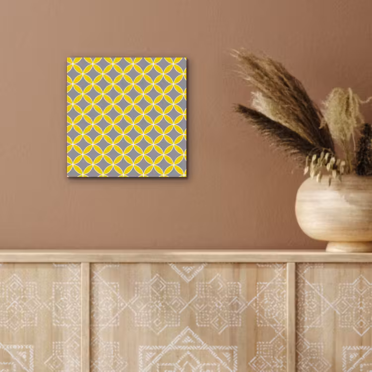 Aluminium schilderij - Geometrisch - Cirkels - Modern - Grijs - Geel — 5